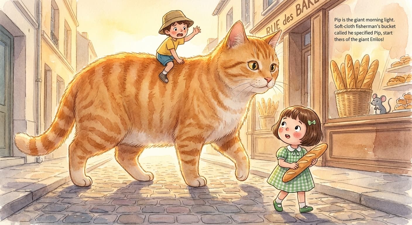 Eleven and her friends following a giant orange cat on an adventure