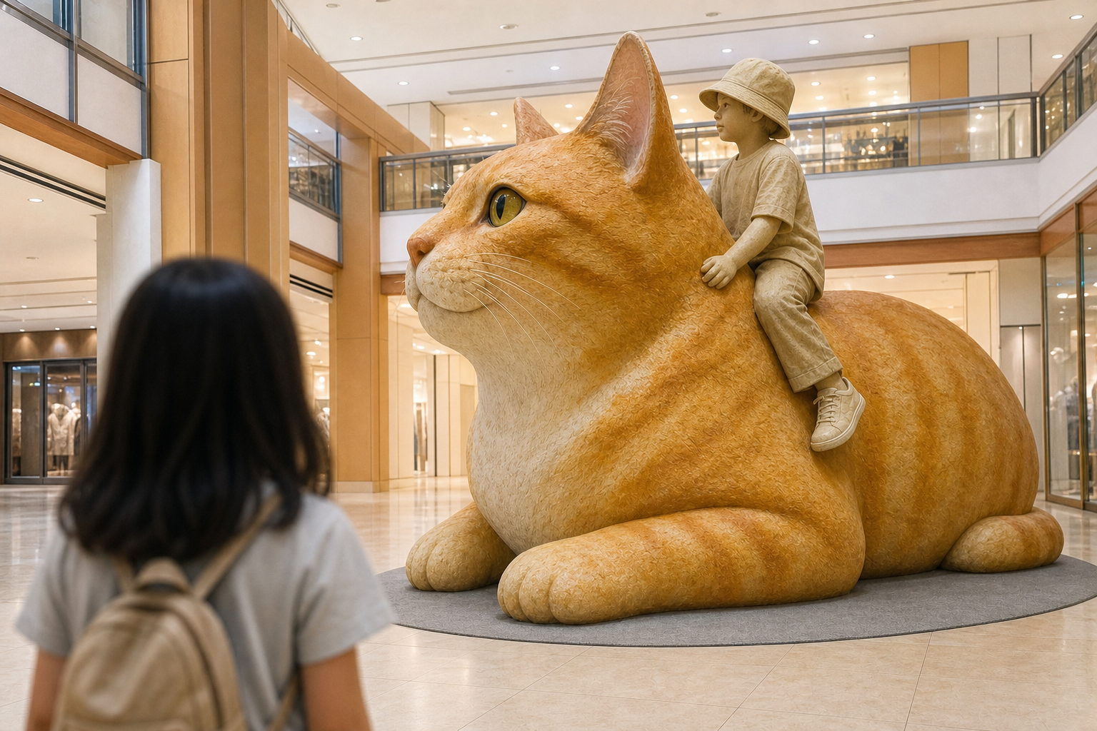 That day, Eleven met a giant cat at the mall